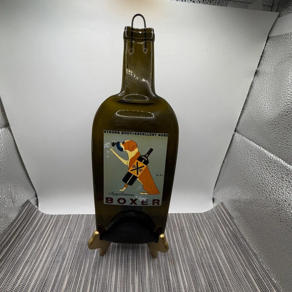 Ken Bailey Appellation Boxer Slumped Glass Melted Wine Bottle Wall Art Decor 12